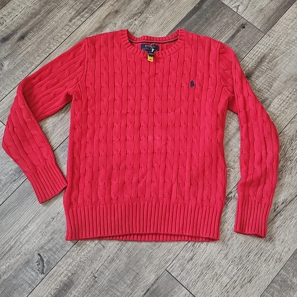 Polo by Ralph Lauren Red Cable Knit Sweater